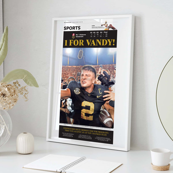 Vandy Beats Alabama Front Page Wall Art