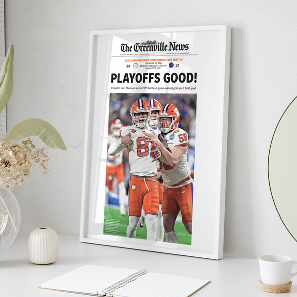 Clemson 2024 ACC Champs Front Page Wall Art