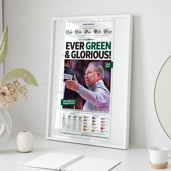 MSU Tom Izzo Ever Green & Glorious Commemorative Front Page Wall Art