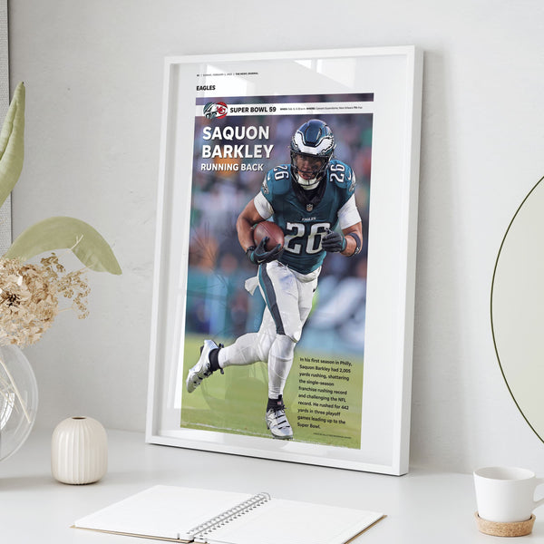 Philadelphia Eagles Saquon Barkley Super Bowl LIX Commemorative Front Page Wall Art