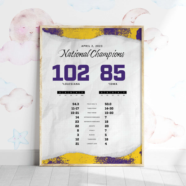 LSU Women's Basketball Championship By the Numbers Wall Art