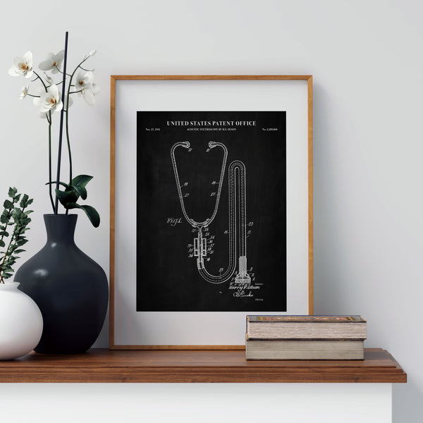 Stethoscope Patent Wall Art - Chalkboard