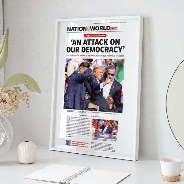 President Trump Assassination Attempt Newspaper Front Page Wall Art