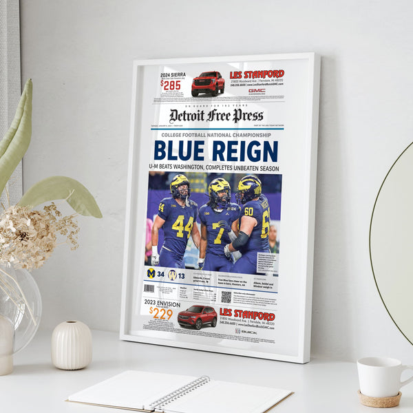 Michigan Blue Reign National Championship Front Page Wall Art