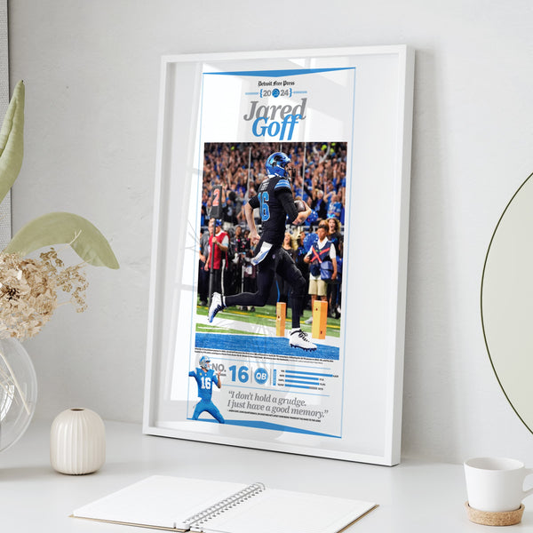 Detroit Lions Jared Goff 2024-25 Season Commemorative Front Page Wall Art