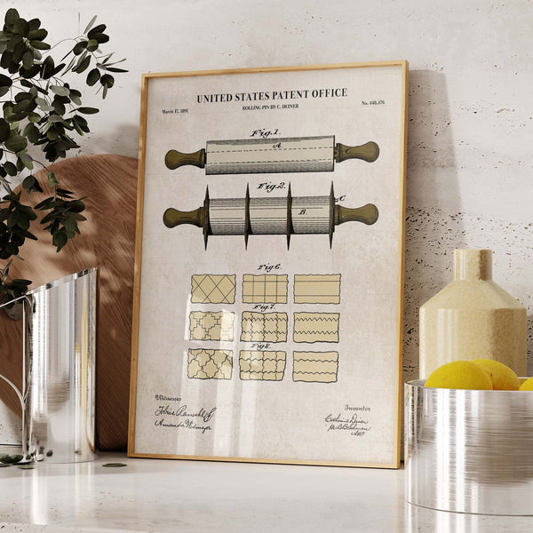 Rolling Pin Patent Wall Art