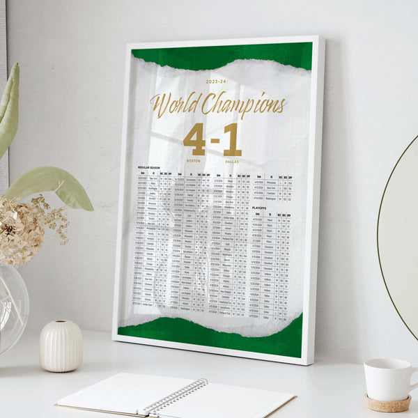 Boston Celtics 2023-24 Champions By the Numbers Wall Art