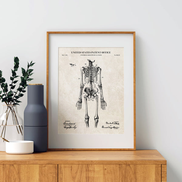 Anatomical Skeleton Patent Wall Art - Vintage Paper