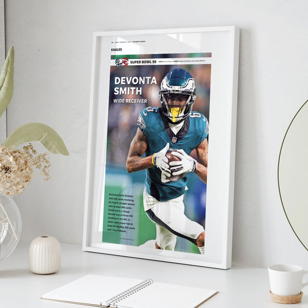 Philadelphia Eagles DeVonta Smith Super Bowl LIX Commemorative Front Page Wall Art