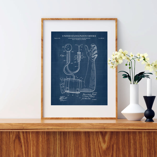 Blood Pressure Cuff Patent Wall Art - Blueprint