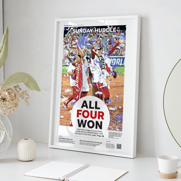 Sooners Softball 2024 WCWS All Four One Front Page Wall Art