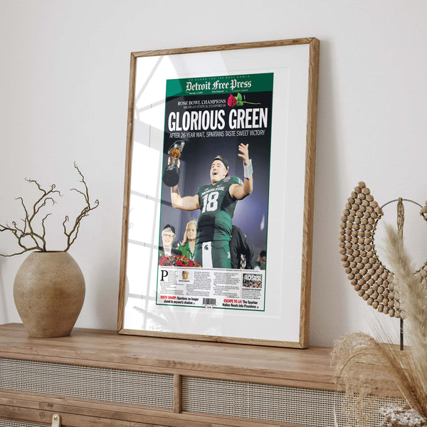 Michigan State Football Glorious Green Rose Bowl Front Page Wall Art