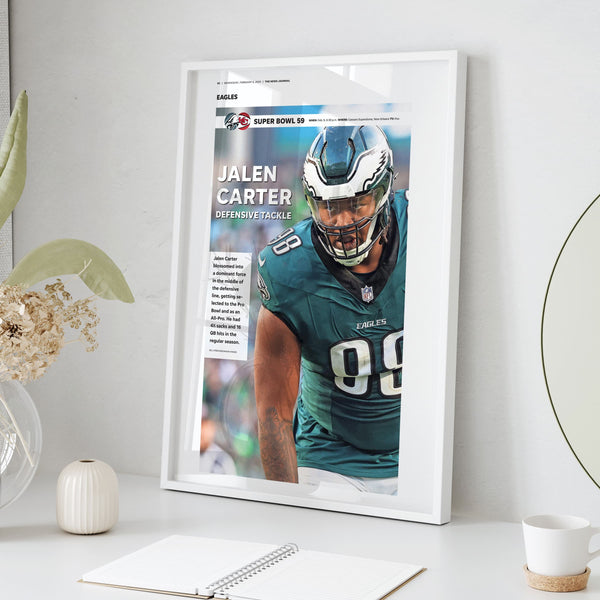 Philadelphia Eagles Jalen Carter Super Bowl LIX Commemorative Front Page Wall Art