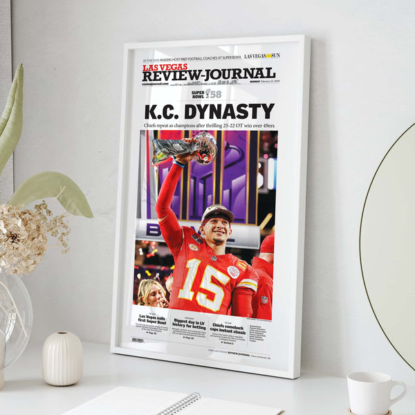 K.C. Chiefs Dynasty 2023-24 Champs Front Page Wall Art