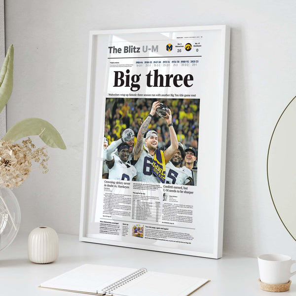 Michigan Big Ten Champs Three-Peat Front Page Wall Art