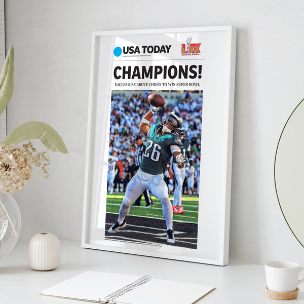 Eagles Super Bowl LIX Champions Saquon Barkley Commemorative Front Page Wall Art