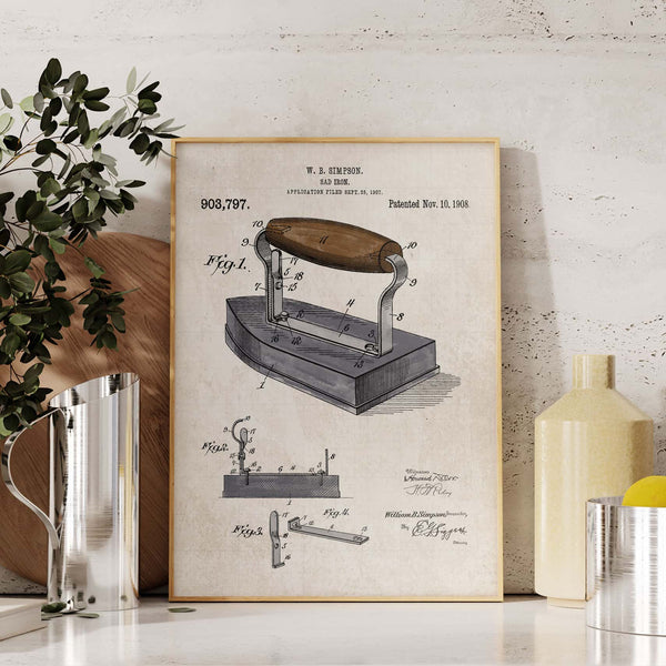 Laundry Room Iron Patent Wall Art