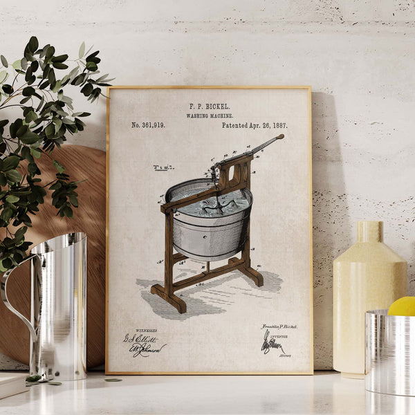 Laundry Room Washing Machine Patent Wall Art