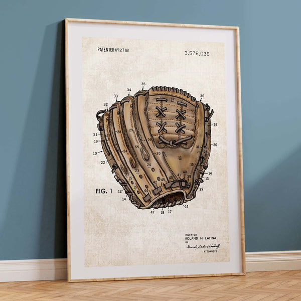 Baseball Glove Patent Wall Art