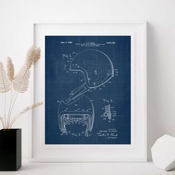 Football Helmet Patent Wall Art - Blueprint