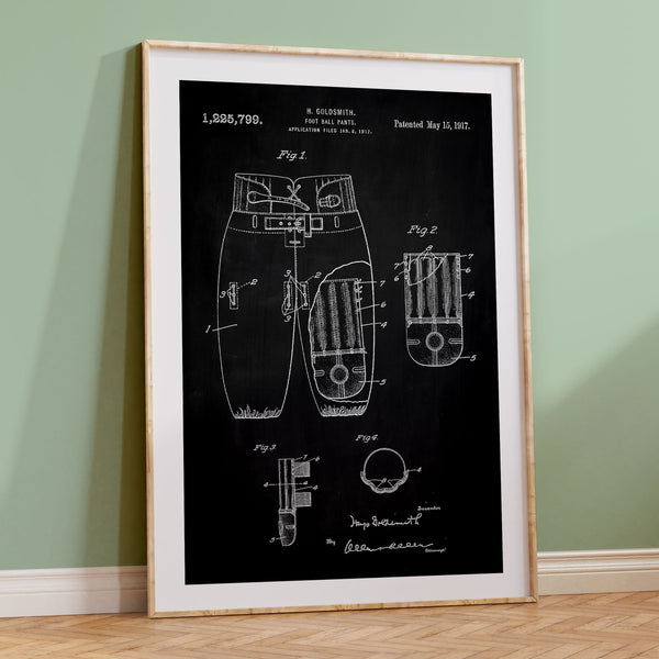 Football Jersey Patent Wall Art - Chalkboard