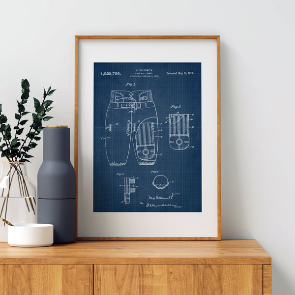 Football Jersey Patent Wall Art - Blueprint